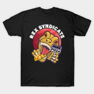 Funny Space Dinosaur Rex Syndicate Pizza T-Shirt